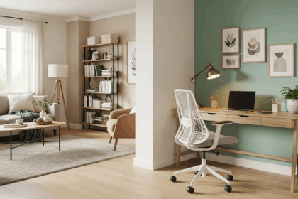 Home Office Design in Living Room: