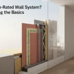 A high-resolution, ultra-realistic image illustrating a modern building wall cross-section showing the components of a fire-rated wall system — layers of James Hardie fiber cement boards, insulation, and steel framing. The setting should appear like a professional architectural diagram brought to life, blending realism with a clean, informative aesthetic. The scene can include a partially transparent 3D cutaway wall beside a modern home interior, showing how fire-rated systems are integrated into real homes. Use soft natural lighting to highlight texture and material quality while maintaining a technical yet elegant tone. Add the title at the top in a clean modern font: “What Is a Fire-Rated Wall System? Understanding the Basics” Place a subtle, semi-transparent “Havanadocks” watermark at the bottom right corner. The overall mood should communicate safety, innovation, and engineering precision, suitable for architectural or educational editorial visuals.